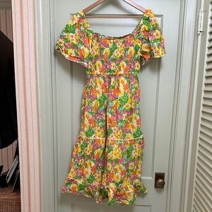 Pink City Prints - Floral Smocked Dress with Ruffle Hem